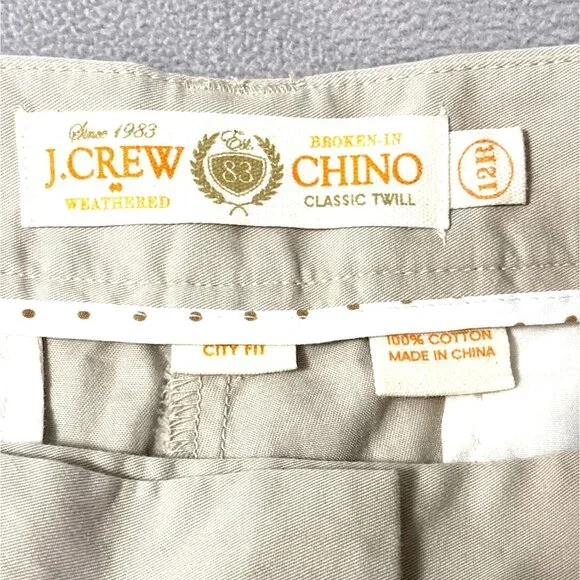 J.Crew Womens Chino Pants 12R Classic Twill City Fit Beige Straight Leg Preppy - Picture 3 of 6